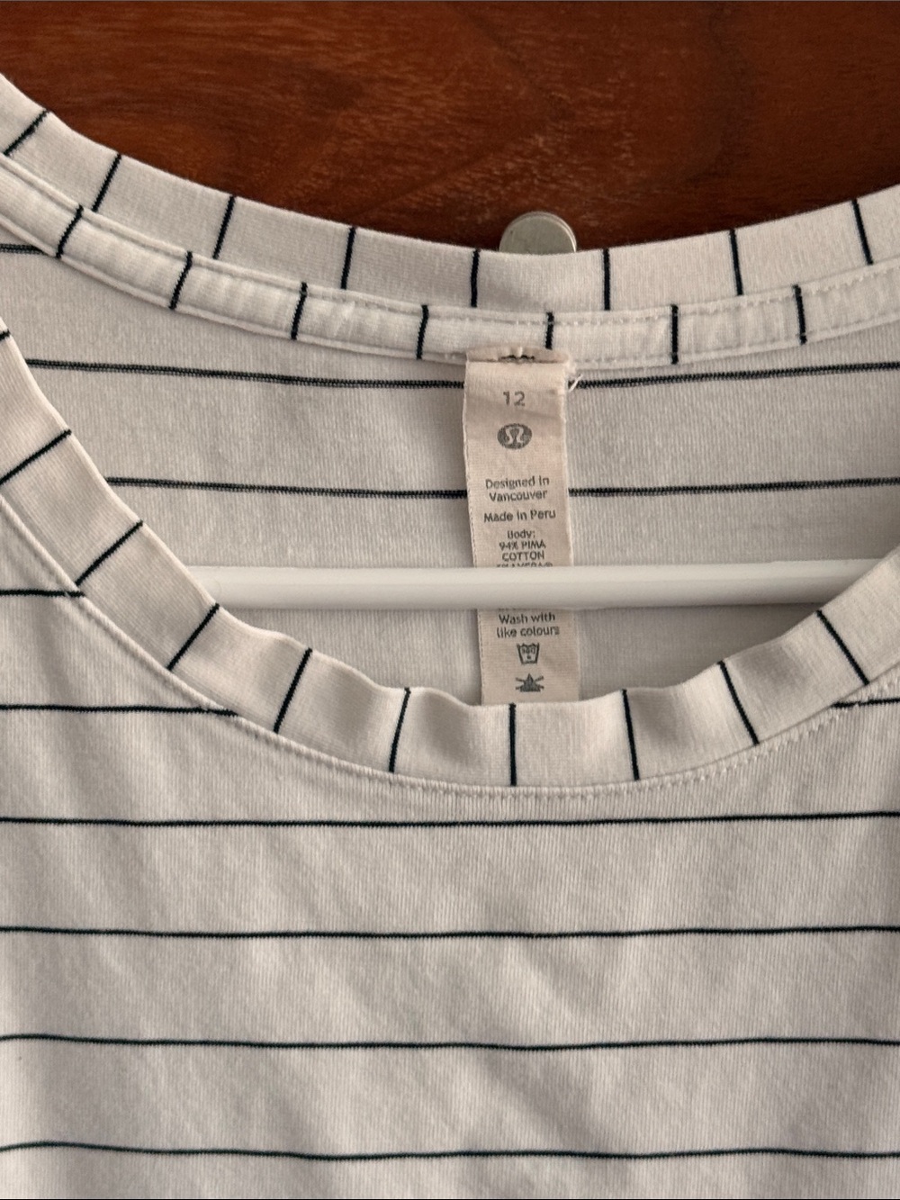 lululemon athletica White Tee with Thin Black Stripes - Picture 2 of 4